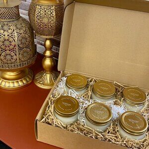 6 Scented SOY Candles 9oz Glass Frosted Mason Jars No Label For Business Or Home